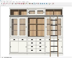 书柜书架带爬梯的sketchup模型