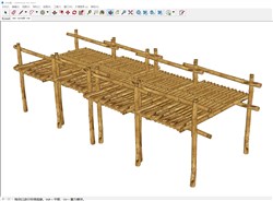 竹制小桥码头的sketchup模型