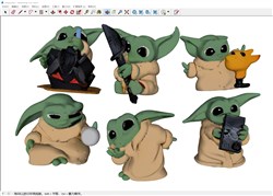 尤达大师IP摆件的sketchup模型