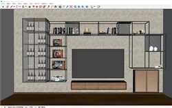 电视柜带酒柜架的sketchup模型