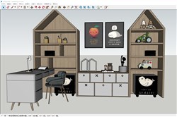 书桌玩具柜的sketchup模型