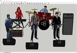乐队人物音乐设备的sketchup模型