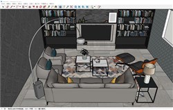 客厅沙发电视柜的sketchup模型