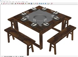 四方桌火锅桌的sketchup模型