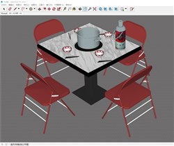 餐饮桌火锅桌的sketchup模型
