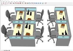 职工工位办公桌的sketchup模型