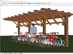 自行车停车棚廊架的sketchup模型