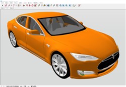 橘色特斯拉汽车的sketchup模型