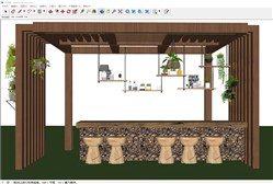 凉棚吧台的sketchup模型