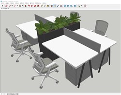 职工工位办公桌的sketchup模型