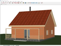 美式坡屋顶木屋的sketchup模型