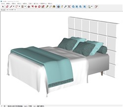 现代双人床床铺的sketchup模型