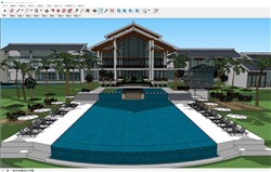 中式酒店建筑的sketchup模型