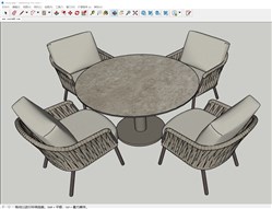休闲圆桌餐桌椅的sketchup模型