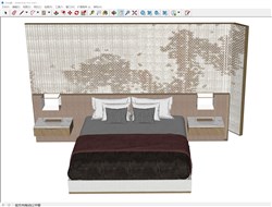 中式床铺背景墙的sketchup模型
