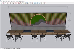 餐厅桌椅背景墙的sketchup模型