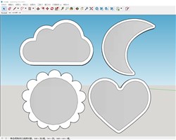 儿童墙饰品云朵月亮太阳爱心的sketchup模型