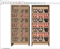 多层木质鞋柜的sketchup模型