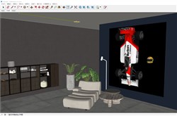 客厅沙发和F1赛车墙的sketchup模型