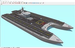 双船体滑跃式航母的sketchup模型