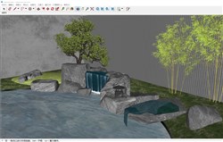 假山流水景观石头的sketchup模型