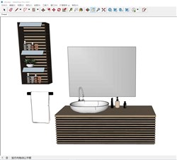 浴室柜洗手盆台盆的sketchup模型