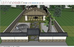 日式庭院枯山水景观的sketchup模型