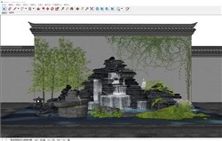 假山景观水池的sketchup模型