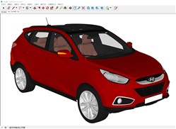 红色现代汽车的sketchup模型