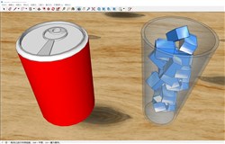 易拉罐和玻璃杯冰块的sketchup模型