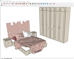 粉色儿童床的sketchup模型