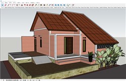 古巴坡屋顶房屋的sketchup模型