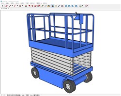 蓝色剪叉式高空作业平台sketchup模型