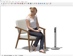 坐着玩手机的女人的sketchup模型