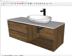台上盆洗手盆浴室柜的sketchup模型
