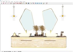 双浴室柜镜子的sketchup模型