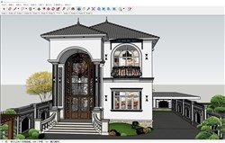 欧洲独栋别墅庭院景观的sketchup模型