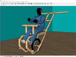 竹制独轮车人偶的sketchup模型