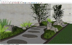 中式庭院景观部分的sketchup模型