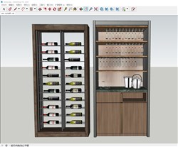 红酒高脚杯酒柜的sketchup模型