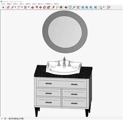 浴室柜浴室镜台盆的sketchup模型