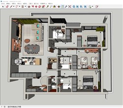 大户型家装住宅的sketchup模型