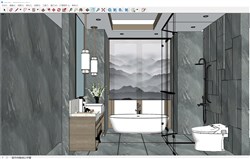 新中式浴室的sketchup模型