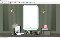 化妆品和镜子的sketchup模型