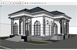 罗马别墅带铁艺大门的sketchup模型