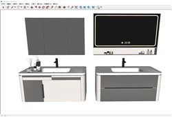 现代浴室柜洗簌台的sketchup模型