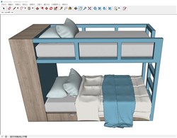双层床高低铺的sketchup模型