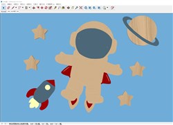 太空人儿童画墙画的sketchup模型