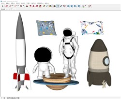 太空人宇航员火箭的sketchup模型