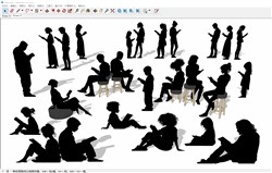2D剪影阅读读书人物的sketchup模型